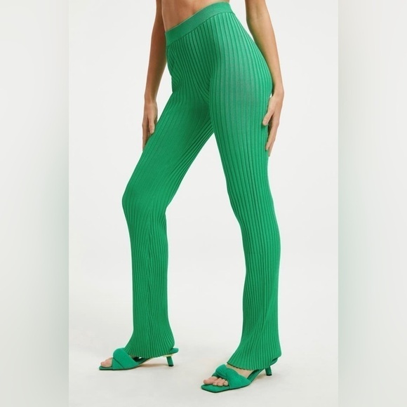 GOOD AMERICAN leggings green ribbed pull on flare pants 2X/3X NWT - Picture 10 of 10